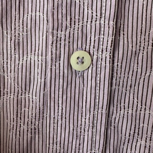 Cropped Bugatchi Button Up Shirt Medium Embroidered-Look Jacquard Purple Stripe - Picture 3 of 6